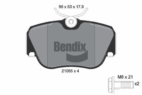 BENDIX Braking BPD1172: Piduriklotsid koos pidurisadula kruvidega