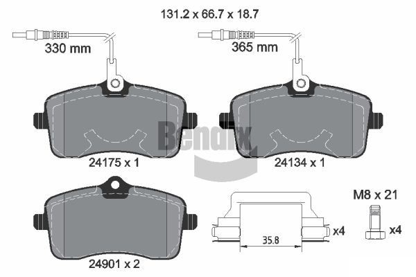 BENDIX Braking BPD1174: Piduriklotsid koos lisadega, koos pidurisadula kruvidega