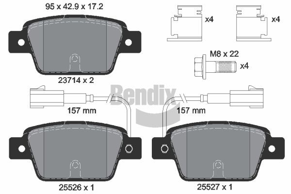 BENDIX Braking BPD1175: Piduriklotsid koos lisadega, koos pidurisadula kruvidega