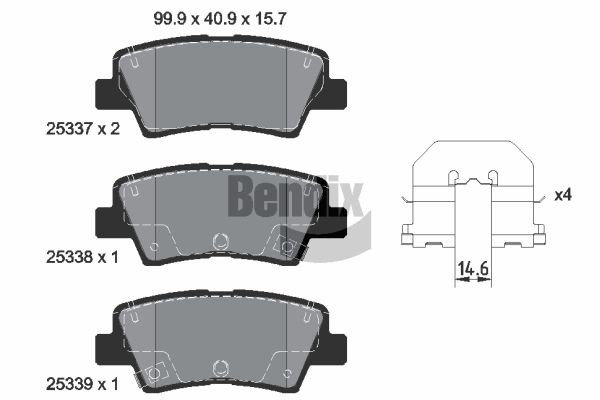 BENDIX Braking BPD1176: Piduriklotsid koos lisadega