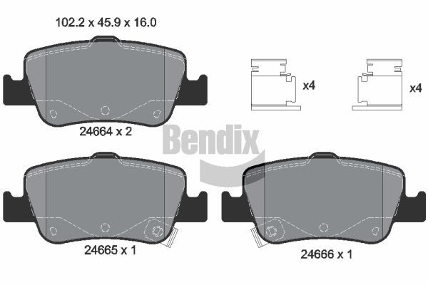 BENDIX Braking BPD1183: Piduriklotsid koos lisadega
