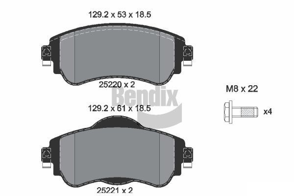 BENDIX Braking BPD1189: Piduriklotsid koos pidurisadula kruvidega
