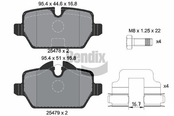 BENDIX Braking BPD1192: Piduriklotsid koos lisadega, koos pidurisadula kruvidega