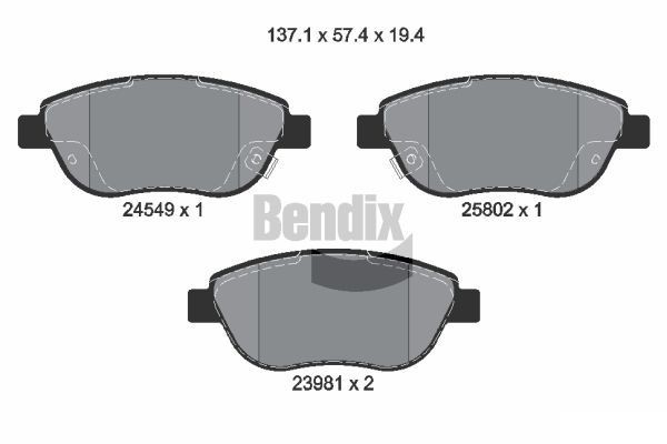 BENDIX Braking BPD1197: Piduriklotsid
