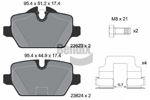 BENDIX Braking BPD1200: Piduriklotsid koos lisadega, koos pidurisadula kruvidega