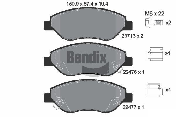 BENDIX Braking BPD1203: Piduriklotsid koos lisadega, koos pidurisadula kruvidega