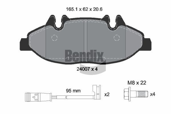 BENDIX Braking BPD1207: Piduriklotsid koos pidurisadula kruvidega