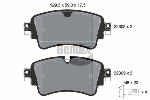 BENDIX Braking BPD1217: Piduriklotsid koos pidurisadula kruvidega