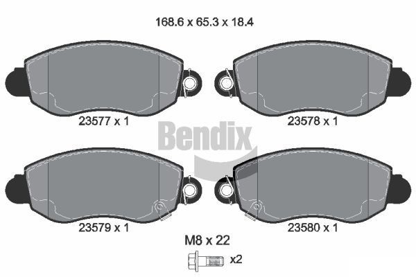 BENDIX Braking BPD1227: Piduriklotsid koos pidurisadula kruvidega