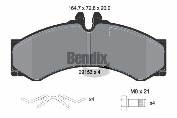 BENDIX Braking BPD1228: Piduriklotsid koos lisadega, koos pidurisadula kruvidega