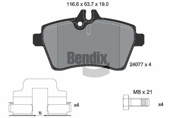 BENDIX Braking BPD1230: Piduriklotsid koos lisadega, koos pidurisadula kruvidega