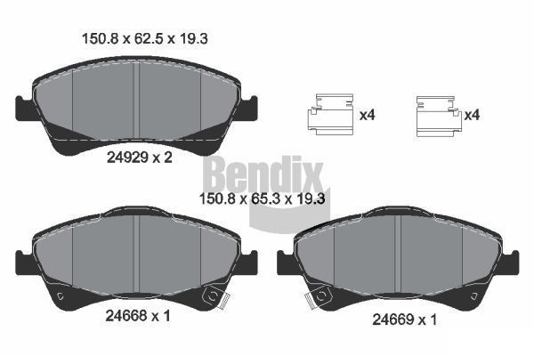 BENDIX Braking BPD1238: Piduriklotsid koos lisadega