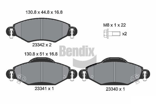 BENDIX Braking BPD1245: Piduriklotsid koos pidurisadula kruvidega