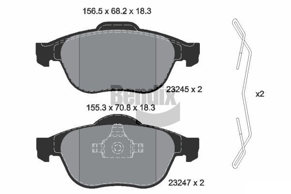 BENDIX Braking BPD1247: Piduriklotsid koos lisadega
