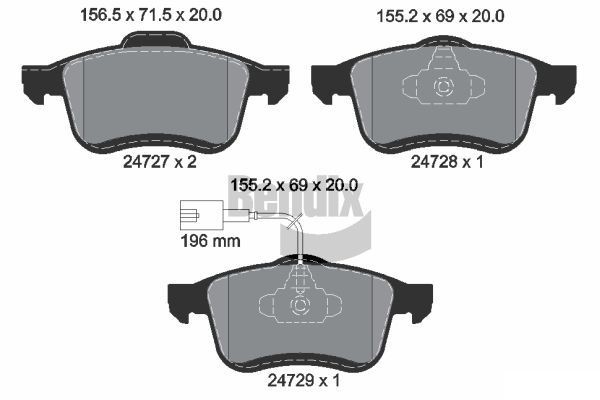 BENDIX Braking BPD1251: Piduriklotsid