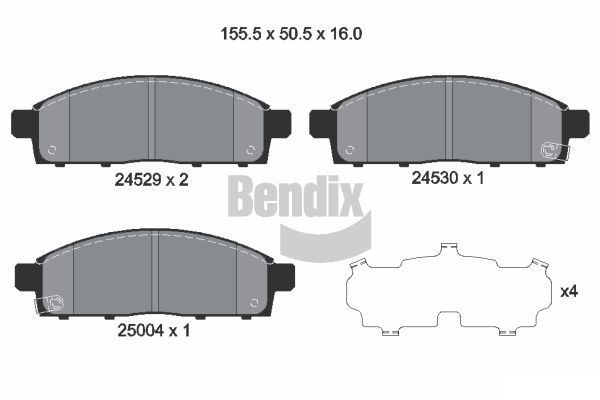 BENDIX Braking BPD1265: Piduriklotsid koos lisadega