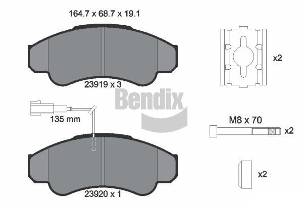 BENDIX Braking BPD1282: Piduriklotsid koos lisadega, koos pidurisadula kruvidega