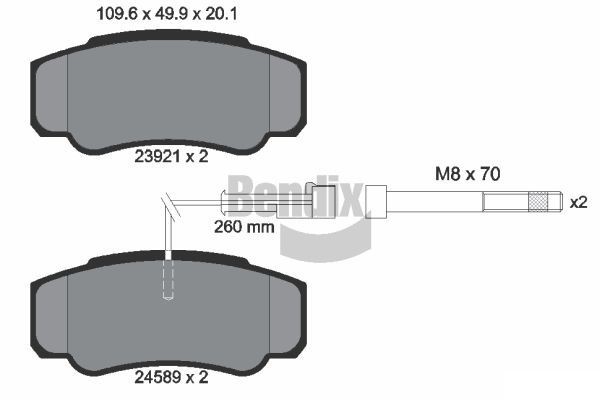 BENDIX Braking BPD1301: Kit pastiglie freni con bulloni pinza freno