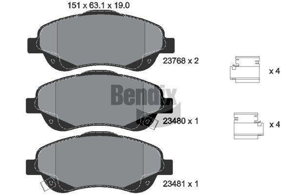 BENDIX Braking BPD1319: Piduriklotsid koos lisadega