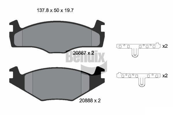 BENDIX Braking BPD1323: Piduriklotsid koos lisadega