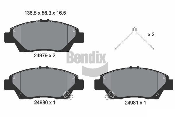 BENDIX Braking BPD1326: Piduriklotsid koos lisadega