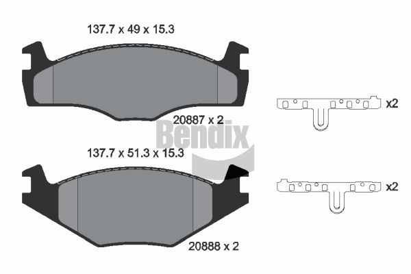 BENDIX Braking BPD1329: Piduriklotsid koos lisadega