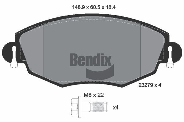 BENDIX Braking BPD1342: Piduriklotsid koos pidurisadula kruvidega