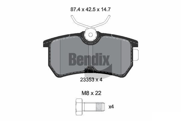 BENDIX Braking BPD1364: Piduriklotsid koos pidurisadula kruvidega
