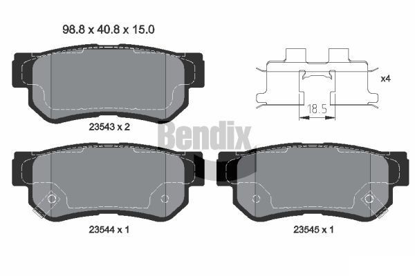 BENDIX Braking BPD1386: Piduriklotsid koos lisadega