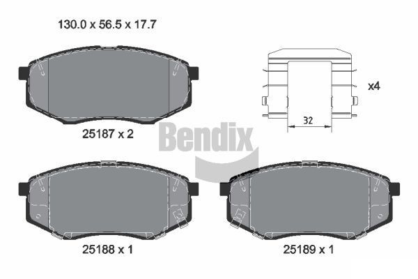 BENDIX Braking BPD1421: Piduriklotsid koos lisadega