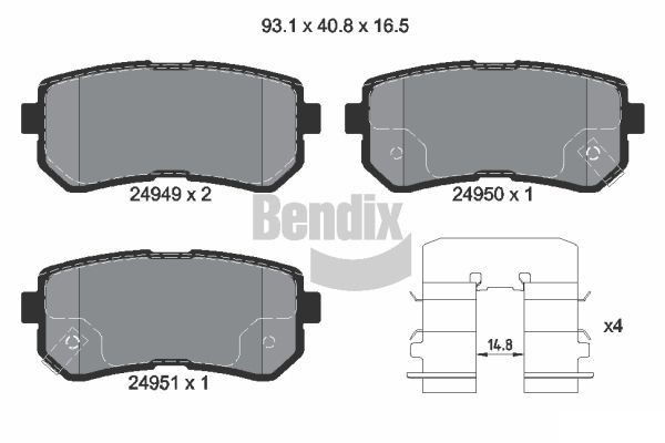 BENDIX Braking BPD1431: Plăcuțe de frână cu acceasorii