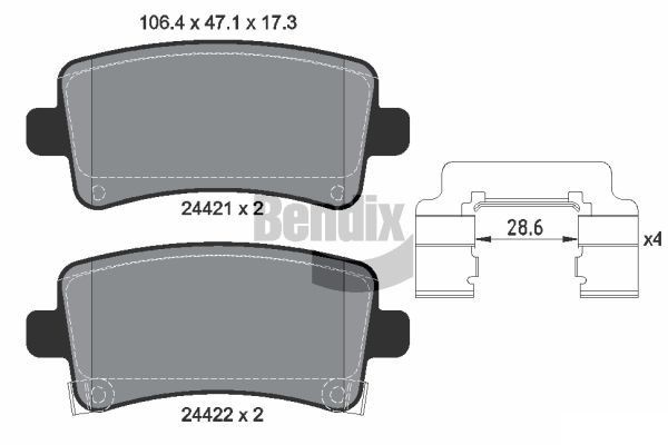 BENDIX Braking BPD1439: Bremseklodser med tilbehør