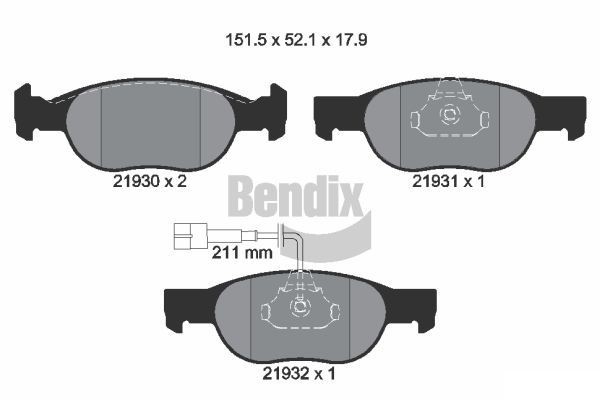 BENDIX Braking BPD1446: Piduriklotsid