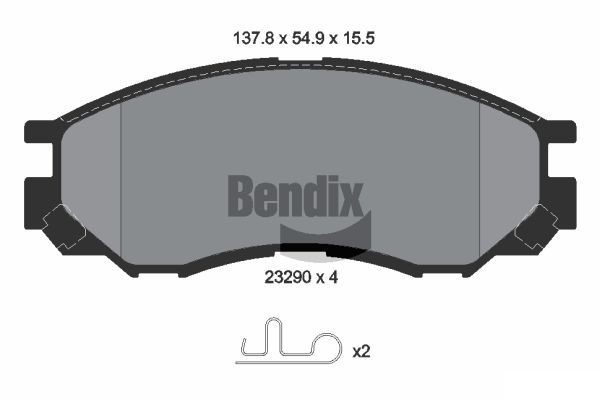 BENDIX Braking BPD1462: Piduriklotsid koos lisadega