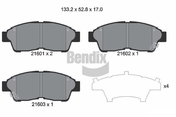 BENDIX Braking BPD1486: Piduriklotsid koos lisadega