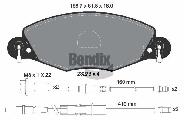 BENDIX Braking BPD1503: Piduriklotsid koos pidurisadula kruvidega