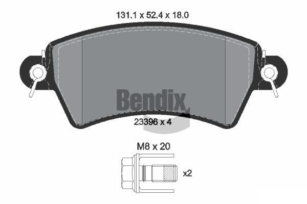 BENDIX Braking BPD1515: Piduriklotsid koos pidurisadula kruvidega