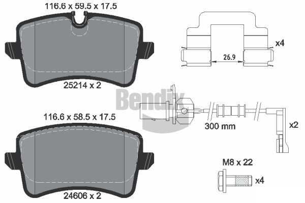 BENDIX Braking BPD1531: Piduriklotsid koos lisadega, koos pidurisadula kruvidega