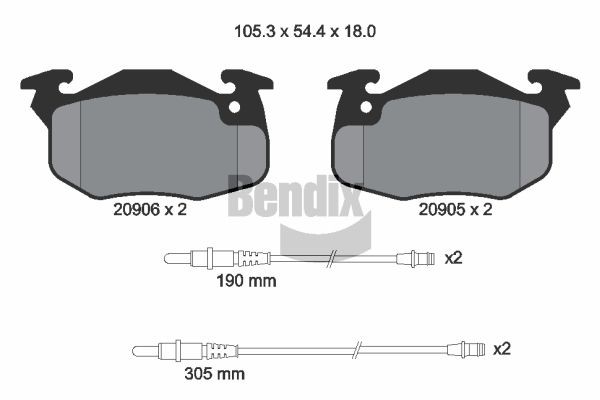 BENDIX Braking BPD1536: Piduriklotsid koos lisadega