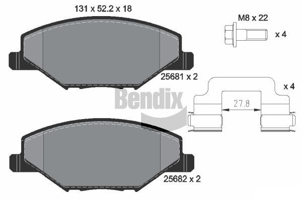 BENDIX Braking BPD1565: Piduriklotsid koos lisadega, koos pidurisadula kruvidega