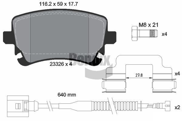 BENDIX Braking BPD1566: Piduriklotsid koos lisadega, koos pidurisadula kruvidega