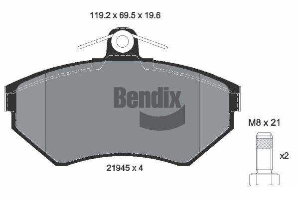 BENDIX Braking BPD1571: Piduriklotsid koos pidurisadula kruvidega