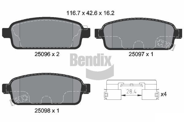 BENDIX Braking BPD1586: Piduriklotsid koos lisadega