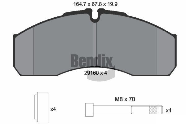 BENDIX Braking BPD1593: Piduriklotsid koos lisadega, koos pidurisadula kruvidega