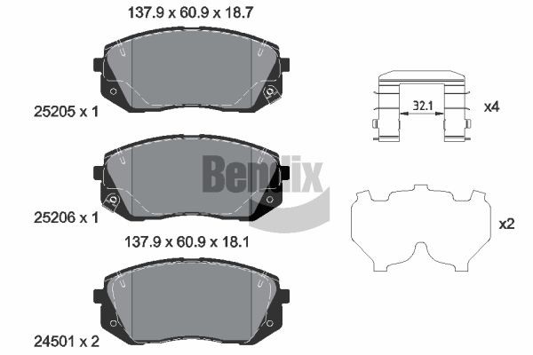 BENDIX Braking BPD1605: Piduriklotsid koos lisadega