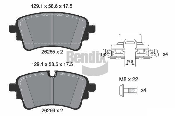 BENDIX Braking BPD1646: Plăcuțe de frână cu acceasorii, cu suruburi etrier