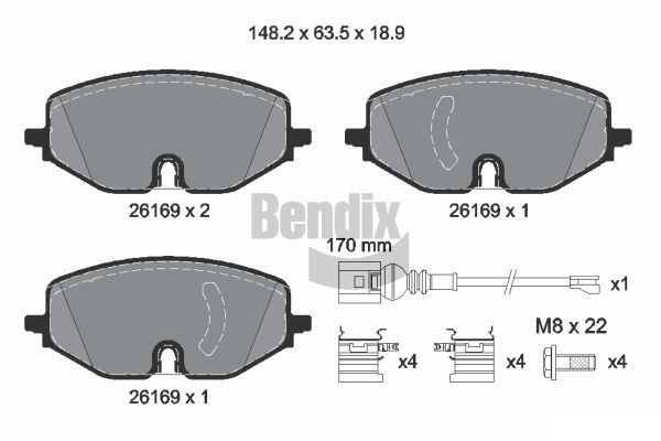 BENDIX Braking BPD1660: Piduriklotsid koos lisadega, koos pidurisadula kruvidega