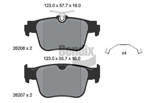 BENDIX Braking BPD1664: Piduriklotsid koos lisadega