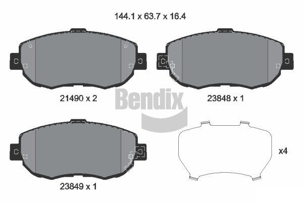 BENDIX Braking BPD1801: Piduriklotsid koos lisadega