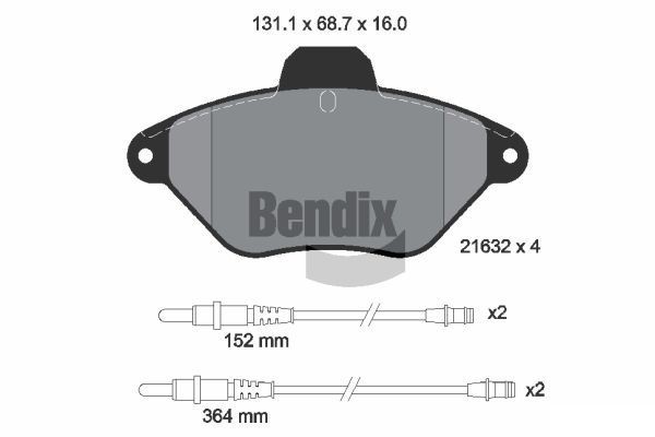 BENDIX Braking BPD1821: Stabdžių kaladėlės su priedais